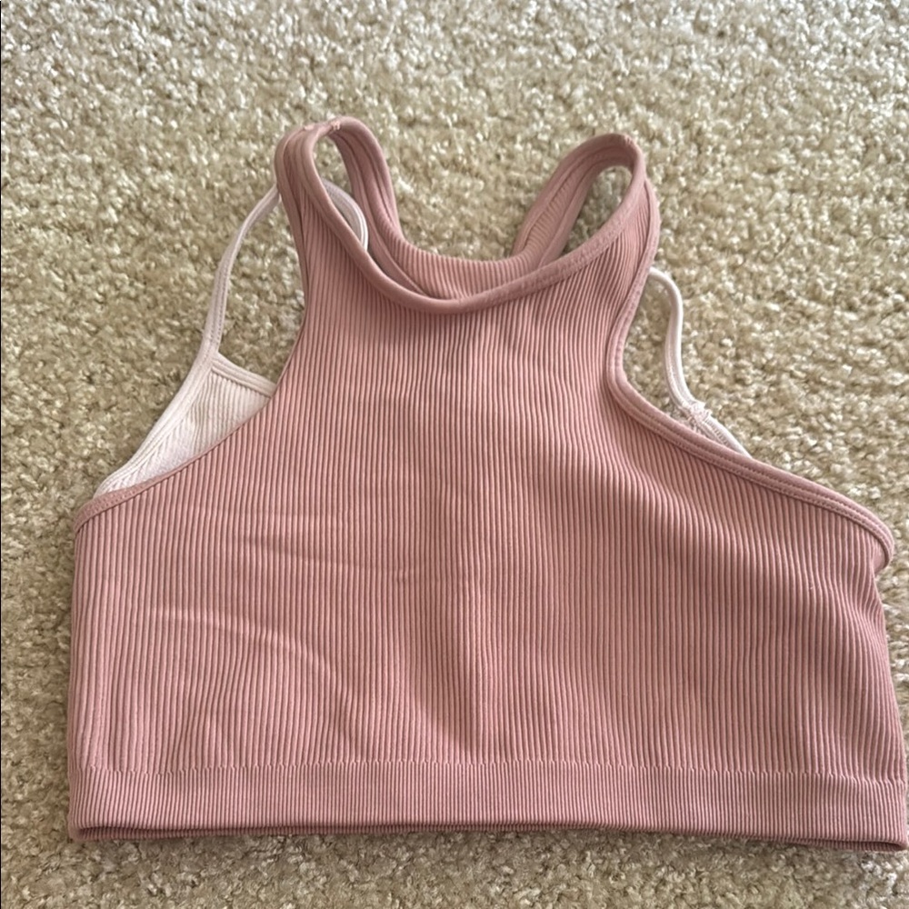 Free People Ribbed Pink Crop Top
